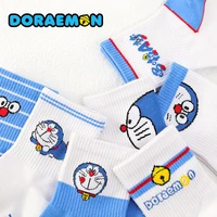 4 pcs doraemon cartoon cat summer socks men and women korean wild japanese cute sports men and women long socks