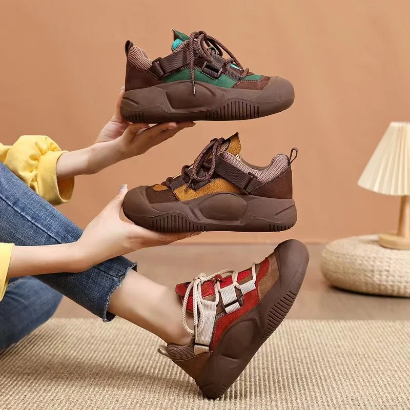 

Korean Version Versatile Dad Shoes For Women's 2023 Autumn/Winter New Thick Soled Student Style Casual Sports Running Shoes