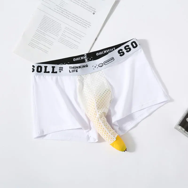 Man Elephant Nose Sexy Lingerie Boxers Bulge Mesh Pouch Front Hole Underwear Summer Breathable Enhance Underpant scrotal support