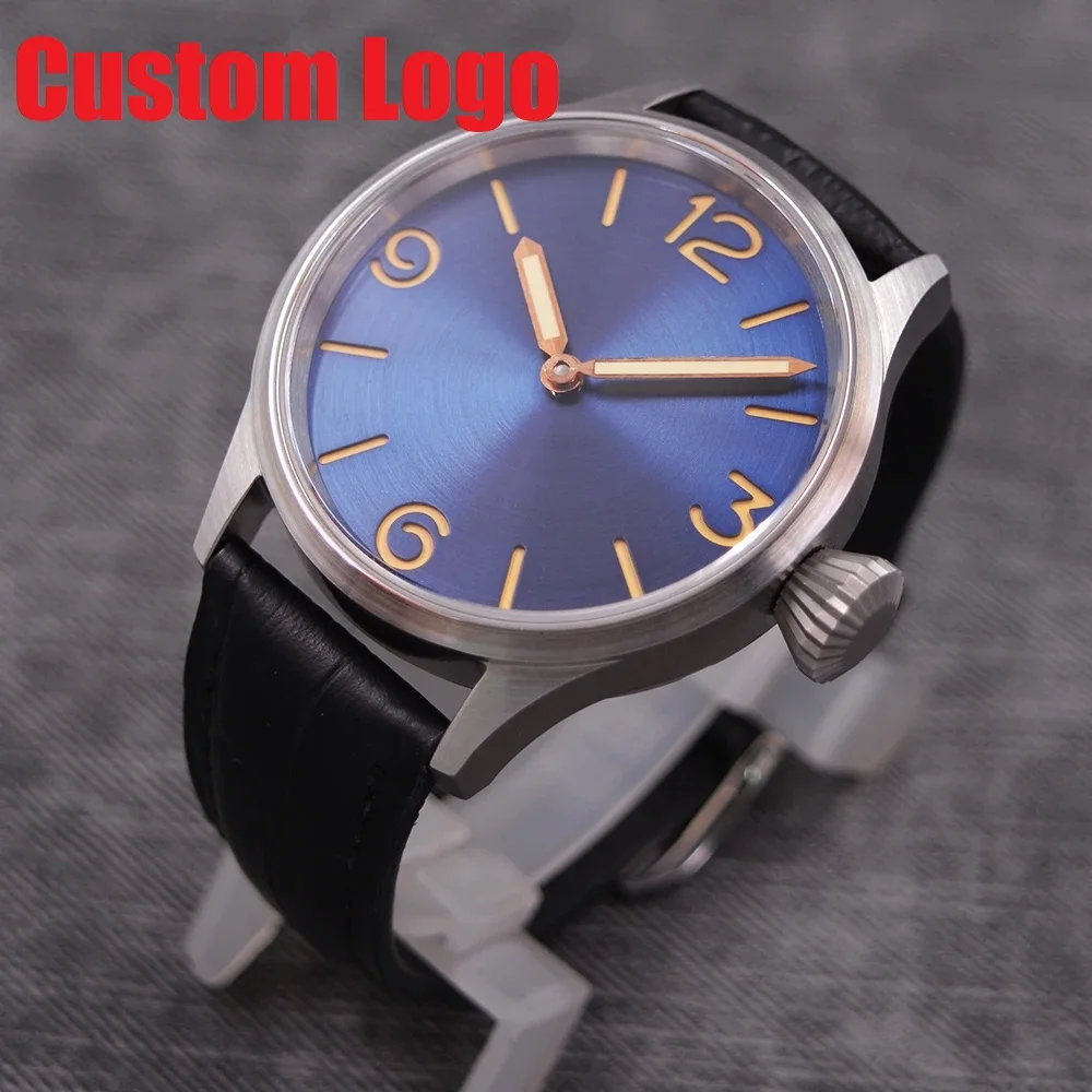 44 мм стерильный циферблат с ручным заводом 6497 механические часы Blu светящийся