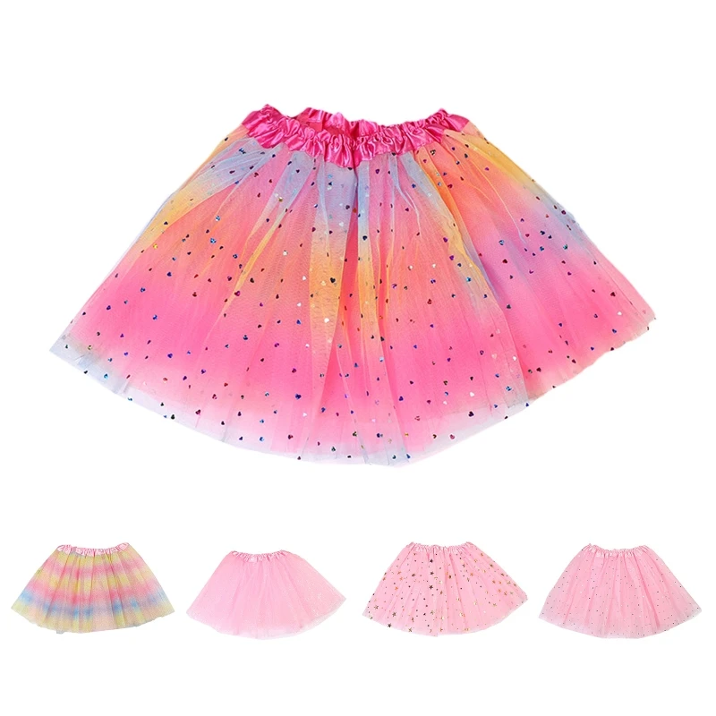 

Girl Tutu Skirts Princess Dancing Tulle Ballet Dress for Layered Rainbow Baby 0-24 Months Cosplay