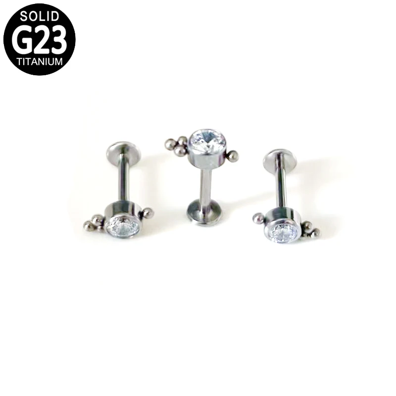 

G23 Titanium Lip Ring Zircon Ball Cluster Top Ear Cartilage Tragus Piercing Labret Helix Earrings Sexy Body Jewelry For Women