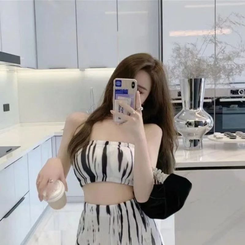 Комплект из двух предметов женские прямые брюки в полоску с завышенной талией