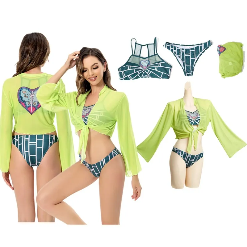 Женский костюм для косплея Jolyne Cujoh взрослых купальник плащ аниме фантазийные