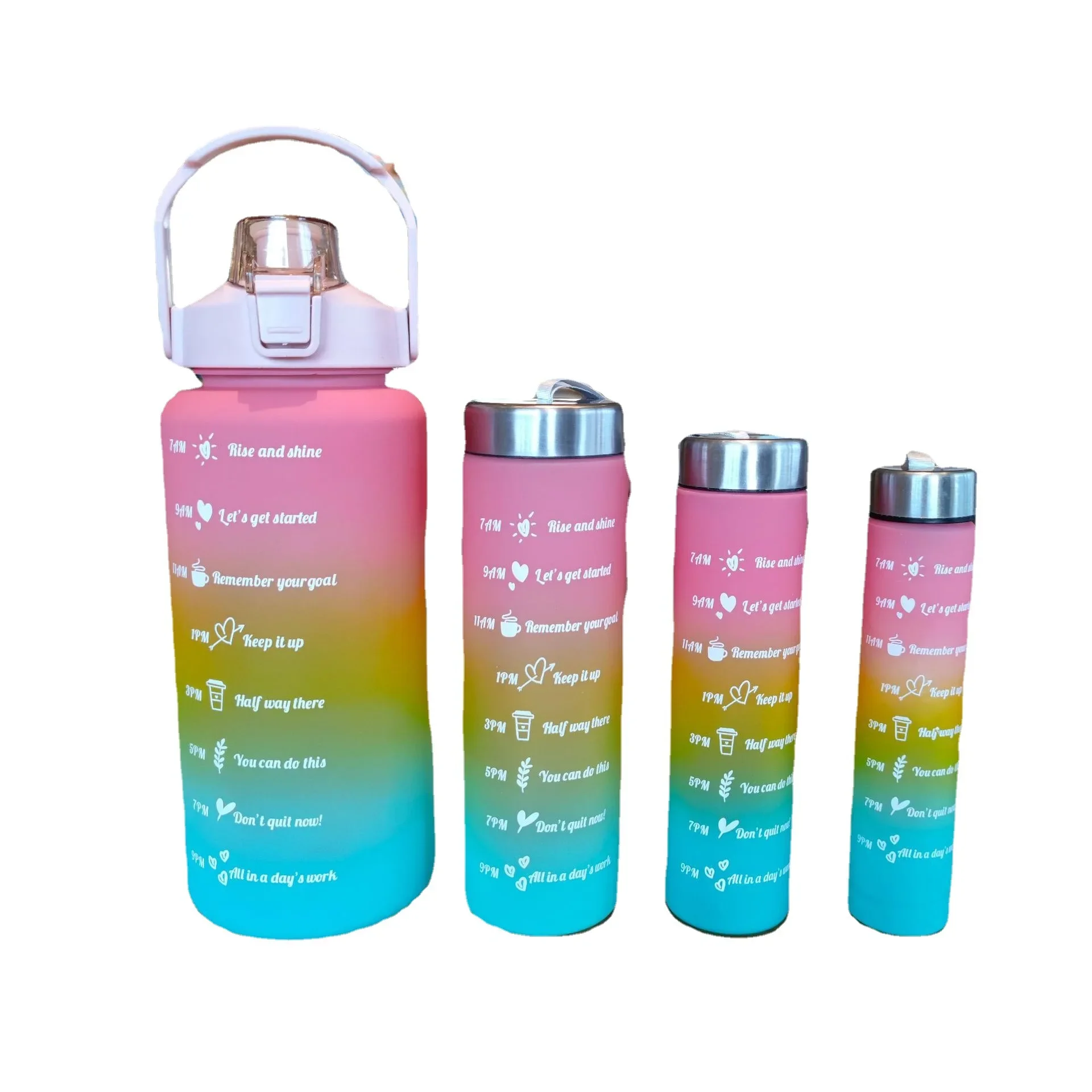 

4 шт./комплект, спортивные бутылки для воды, большая вместимость, блестящие, градиентные, матовые бутылки для воды, бесплатная доставка