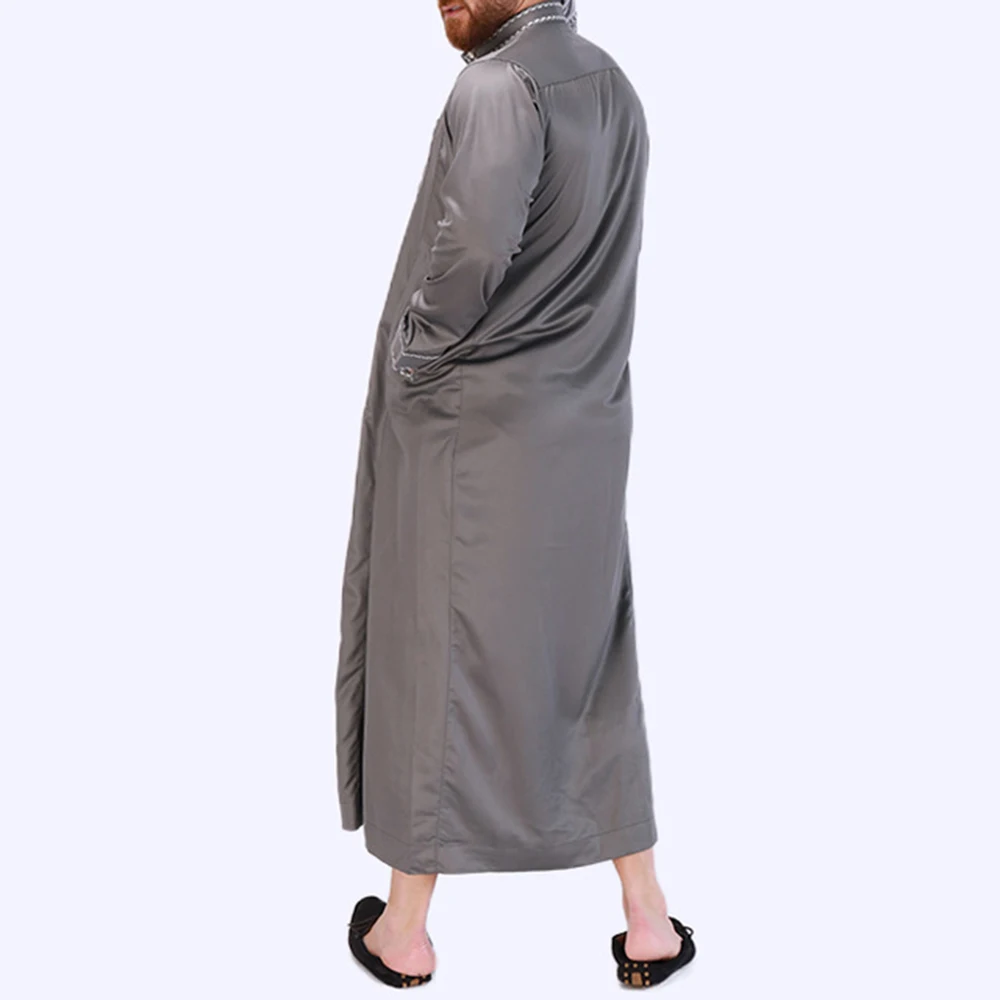Middle East Ethnic Costumes Muslim Robe Male Aristocrat Luxury Dubai Arabian Islamic Prayer Dress Long-sleeved Top Worship Dress