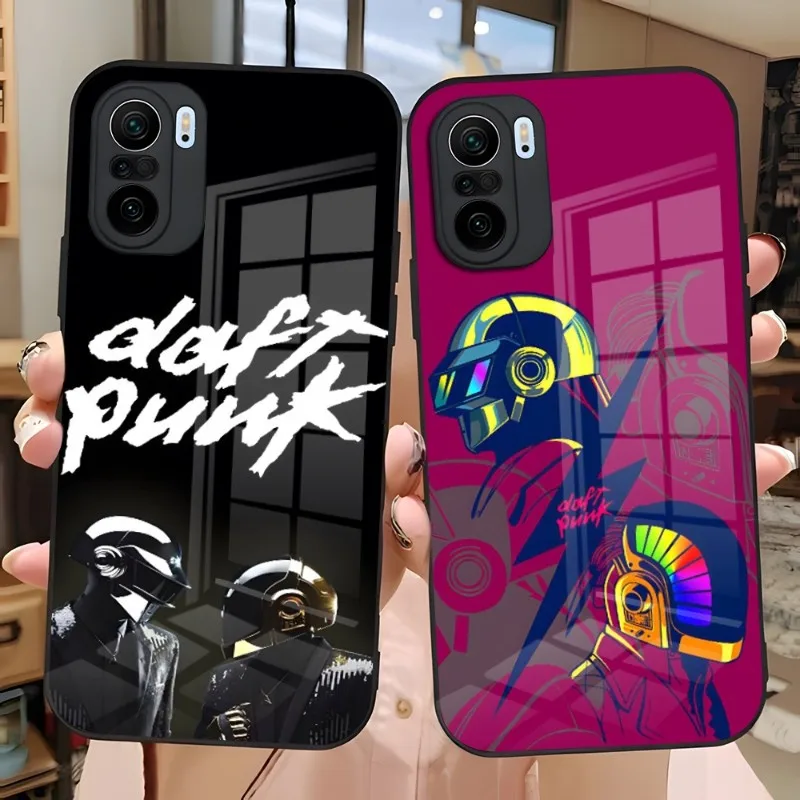 Rock Music Daft Punk Helmet Phone Case Glass Design For Xiaomi Redmi Note 13 10 10T 11i 11T 11 9 8 11S Poco X3 M4 F3 Pro Covers