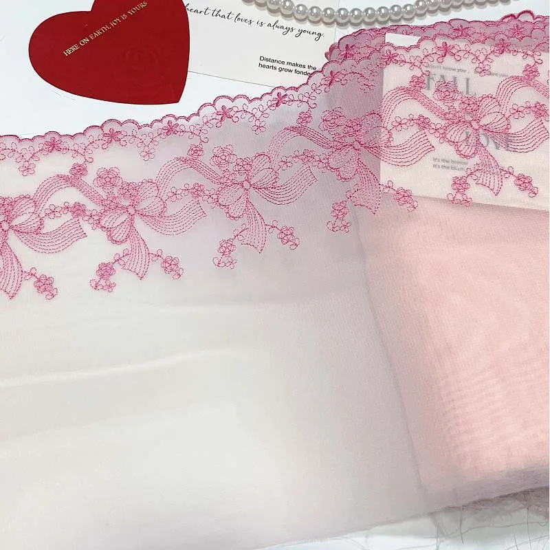 

20Yards Embroidered Lace Fabrics Clothes DIY Sewing Accessories Net Pink Purple Lace for Bra Crafts Needle Work