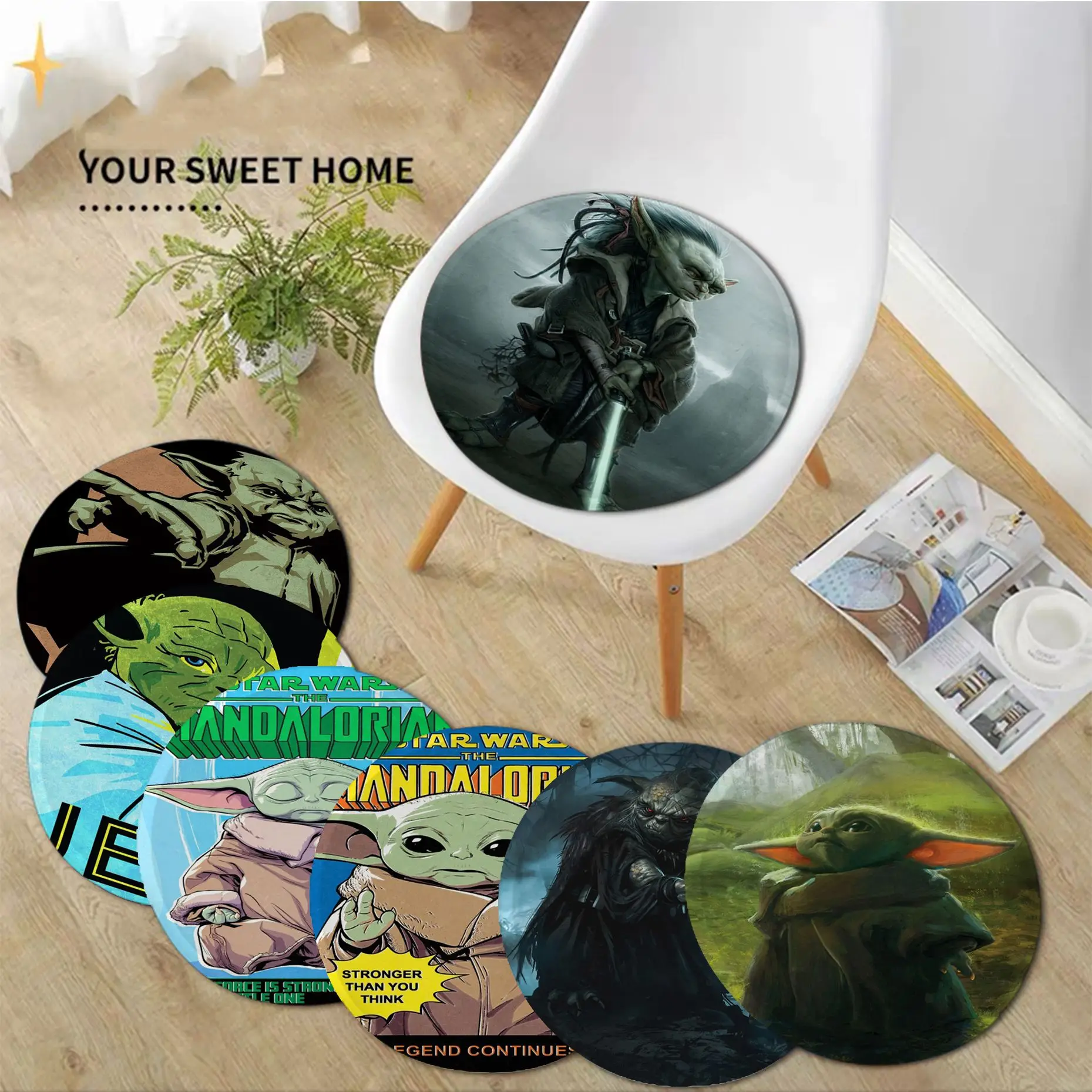 

BANDAI Star Wars Yoda Creative Stool Pad Patio Home Kitchen Office Chair Seat Cushion Pads Sofa Seat 40x40cm Seat Mat