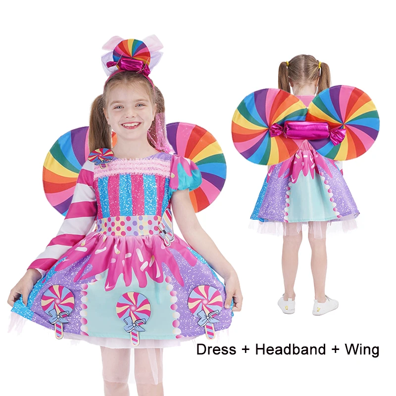 

2023 Kids Princess Party Cosplay Costume Candy Dress Costume for Girls New Year Girl Unicorn Tutu Dress Christmas Purim Clothes