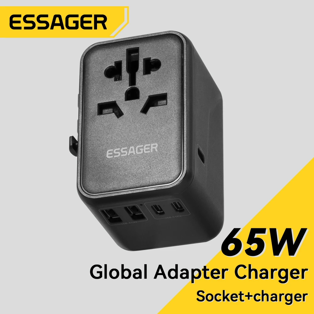 

Essager Universal Travel Charger 65W Fast Charger Travel Adapter Wall Charge For US EU UK AUS Plug Fully Functional Charging