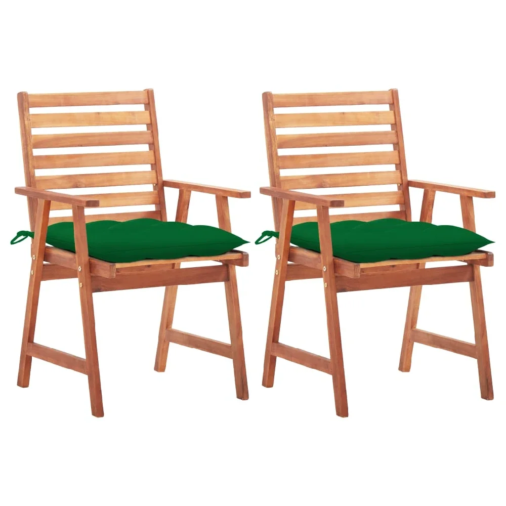 

Обеденные стулья для Патио 2 шт. с подушками из твердой древесины акации