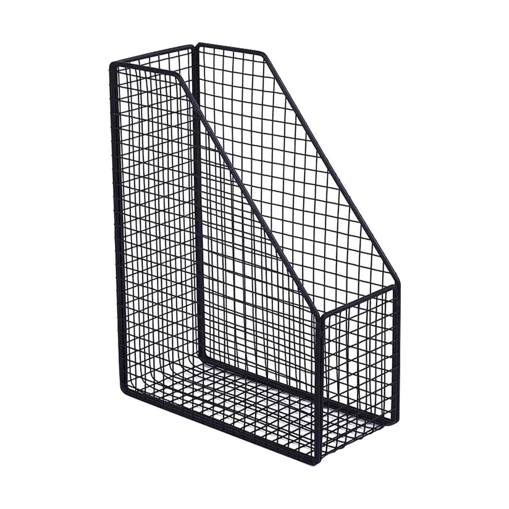 

1Pc File Rack Desktop Document Organizer Iron File Case Book Holder (Black)