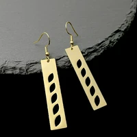 drop earrings for women fashion rectangular hollow out oval geometric dangle stainless steel crochet earrings gold jewelry gifts