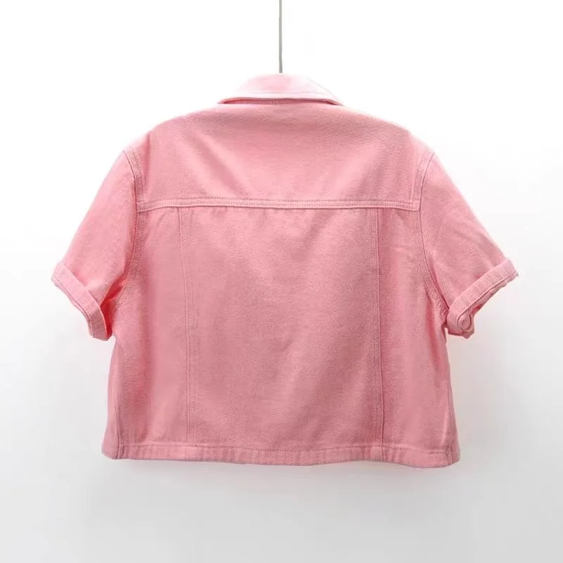 Летняя Новинка 2023 Повседневная джинсовая куртка Fdfklak с коротким рукавом женская