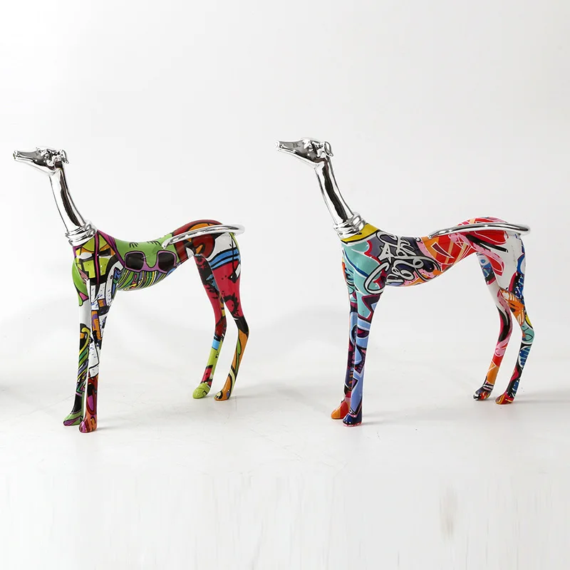 

Creative Color Electroplating Resin Crafts Ornament Doberman Dog Ornament Modern Simple Creative Living Room Office HomeOrnament