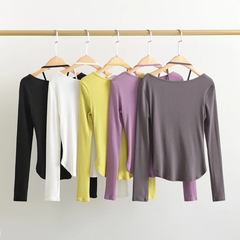 Sexy Workout Yoga Long Sleeved Shirts Women Breathable Fitness T-Shirts Lightweight Running Sport Tops