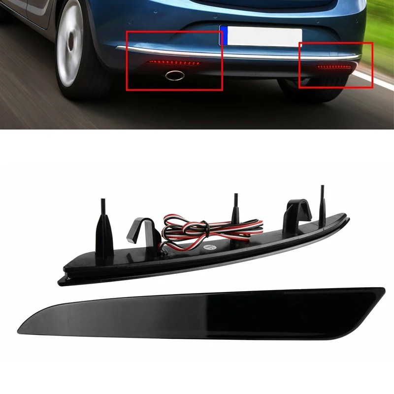 

13262017 13262018 1 Pair Rear Bumper Brake Black Lens Red Light Reflector Fit for Vauxhall Astra J 2009-2012 2013 2014 2015 ABS