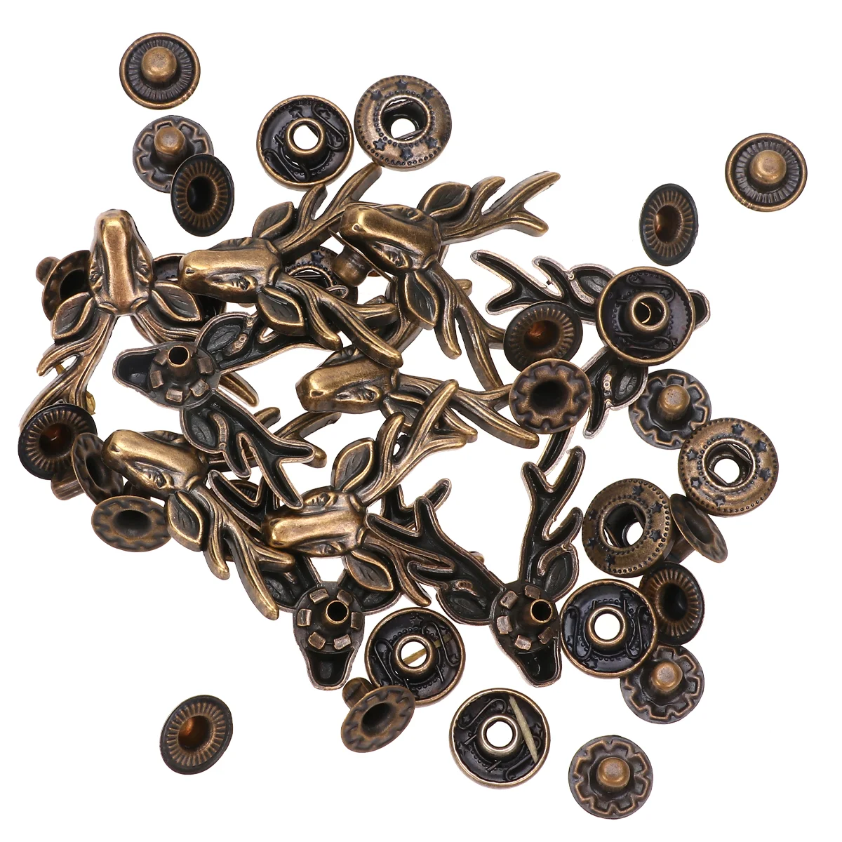 

Snap Buttons Button Fasteners Press Fastenerclothing Sewing Studsdeer Reindeer Christmas Kit Metal Retro Craft Clasp Diy Alloy