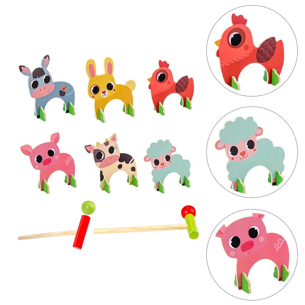 

Wooden Ball Christmas Gifts Recognize Toys Animal Kids Cognitive Children Interactive Preschool Games Croquet Mallets