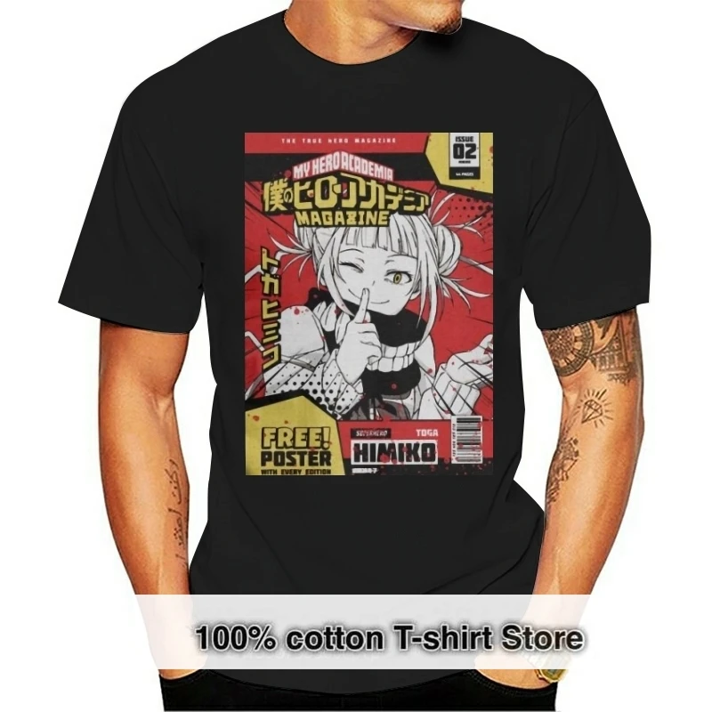 

BnH Academia Magazine Himiko Toga T Shirts Man's 4XL 5XL 6XL Clothes Awesome Anime Manga Kawaii T-Shirt 100% Cotton Tee Shirt