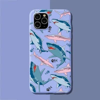 cute shark pattern phone case soft solid color for iphone 11 12 13 mini pro xs max 8 7 6 6s plus x xr