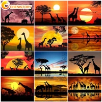 chenistory diy painting by numbers kits with frame for adults sunset landscape handpainted art home decor gift canvas drawing
