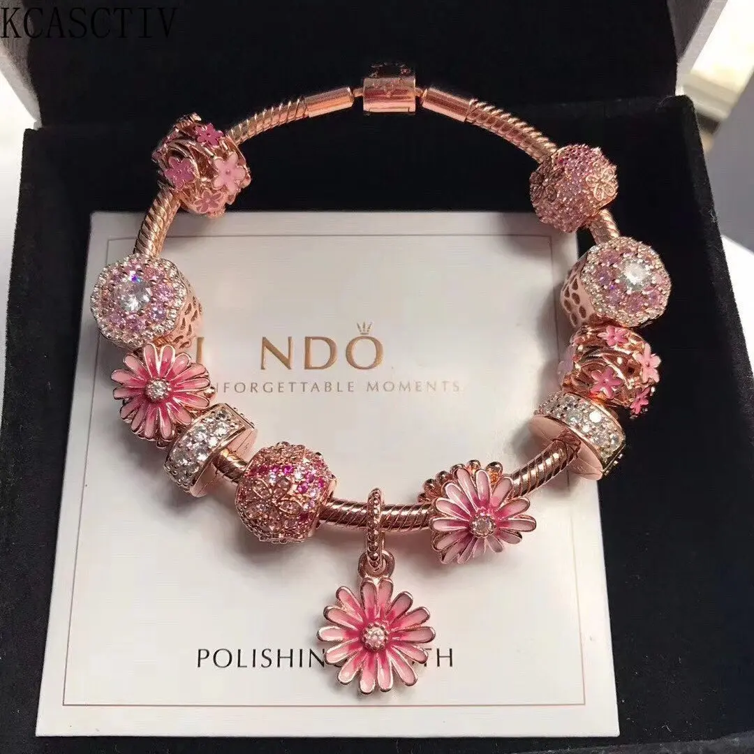 

New Rose Gold Daisy Flower Trend Girl Heart Forest Net Red Light Luxury Bracelet for Women Jewelry