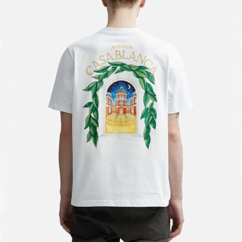 

Summer Casablanca couple T-shirt Starry Castle palace pattern print men's and women's casual short-sleeved T-shirt
