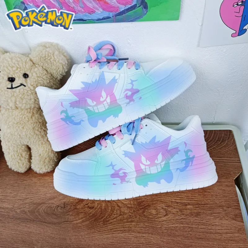 

Pokemon Gengar New Platform Shoes Y2k Student Cartoon Casual Sneakers Women's Fashion Luxury Design Breathable White Shoes