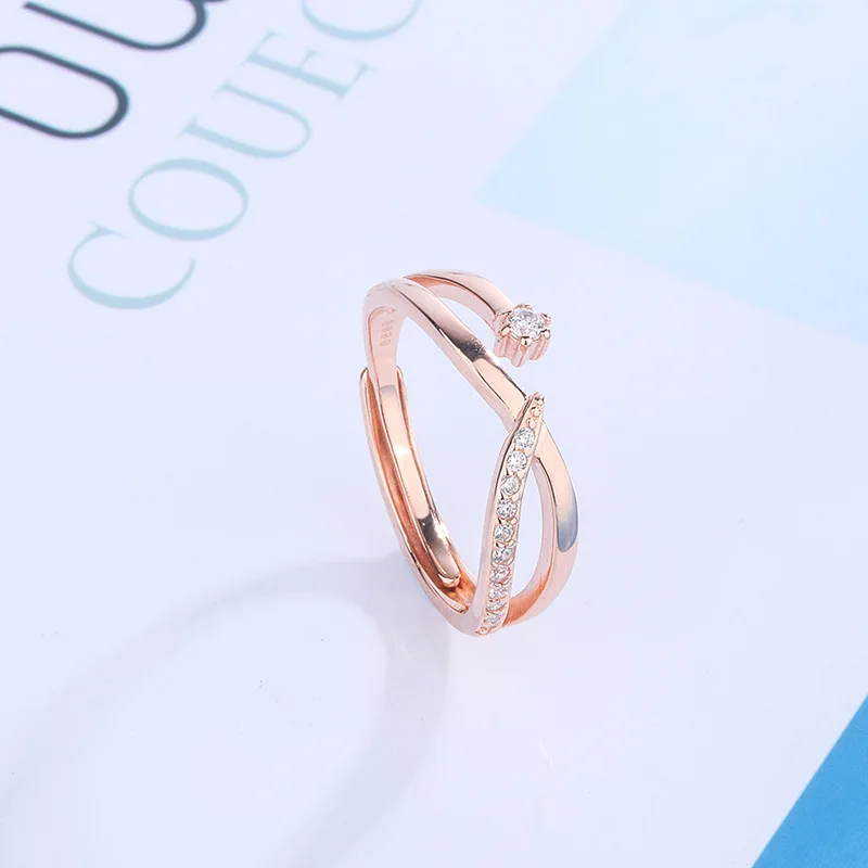 

999 Sterling Silver Forest Series Irregular Ring Female Fashion Personality Ins Niche Design Geometric Open Ring Bracelet