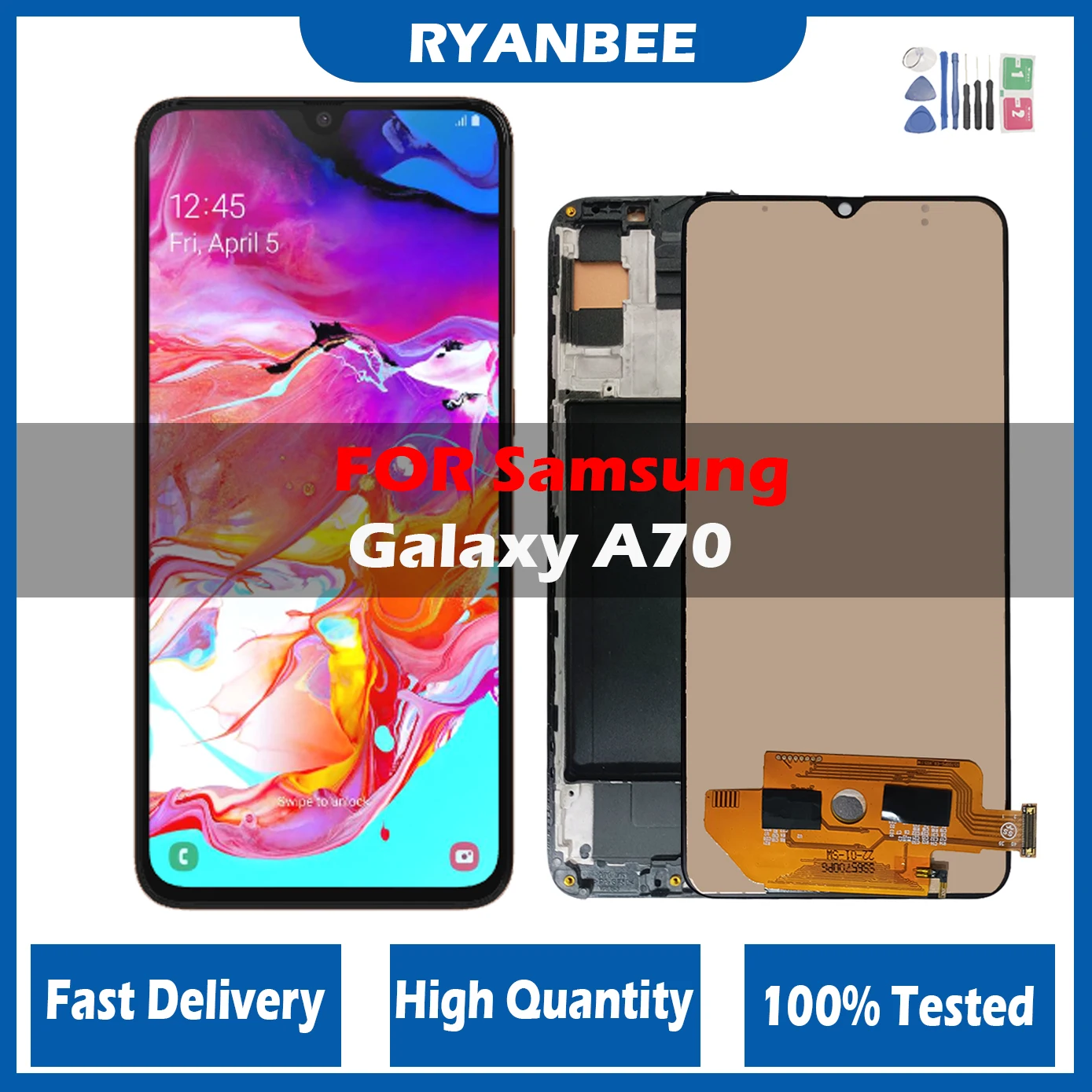 

100% Tested LCD For Samsung Galaxy A70 SM-A705F A705FN/DS LCD Display Touch Screen Digitizer Assembly Replacement With Frame