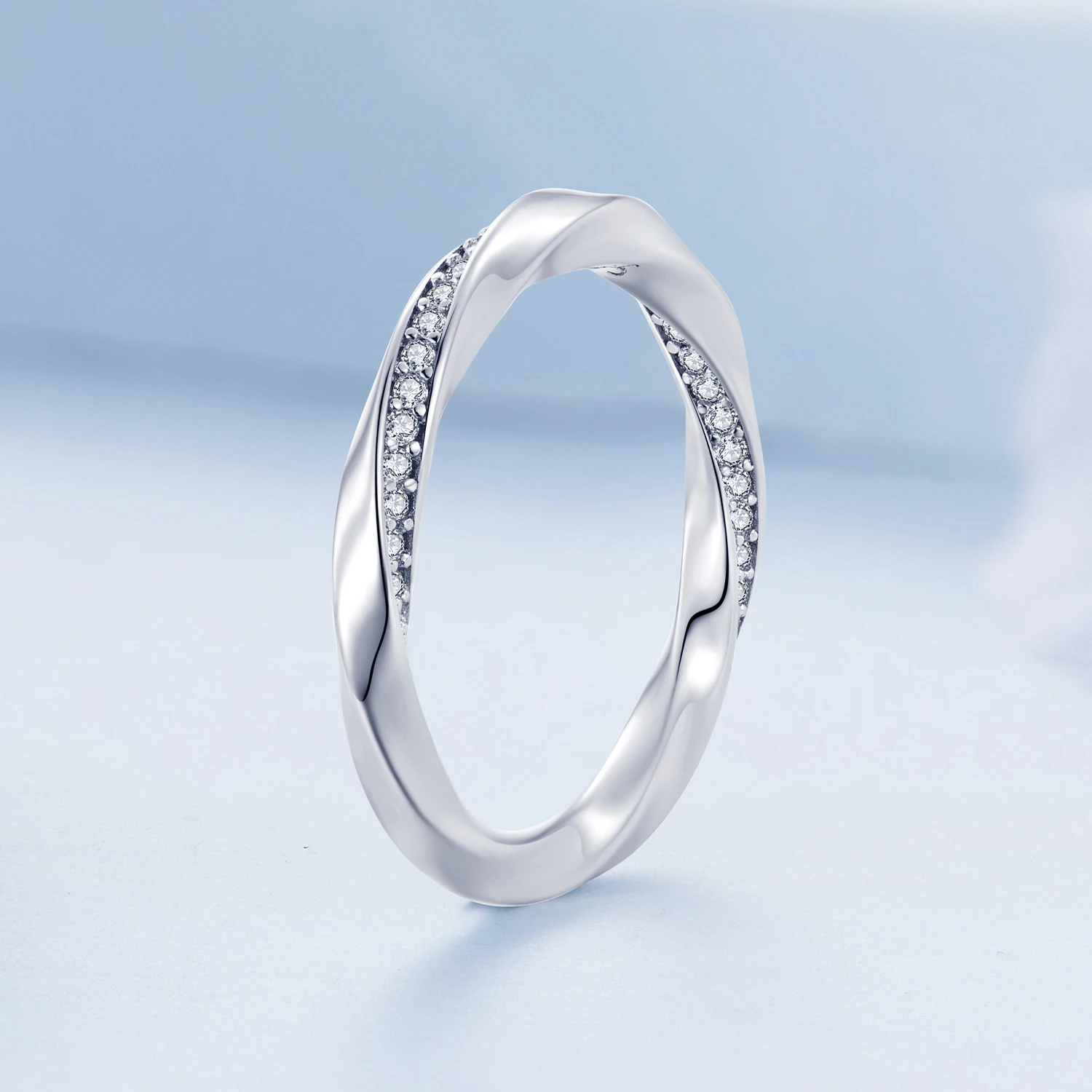 

S925 Sterling Silver Plated White Gold Cubic Zirconia Twisted Mobius Forever Love Ring Women's,Engagement Wedding Rings
