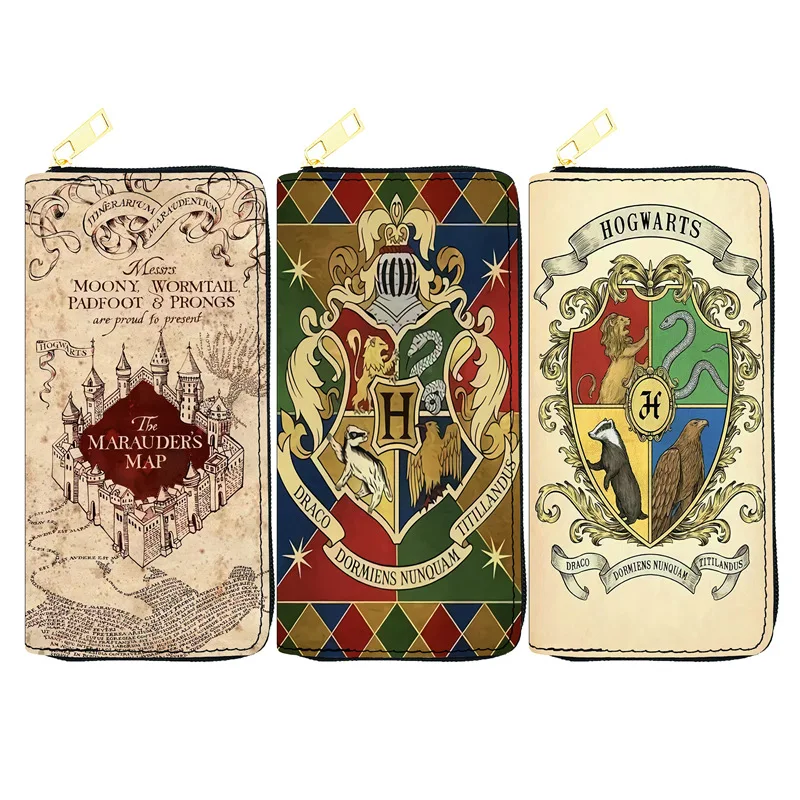 

Harry Potter Series Long Wallet Magic College Owl Platporm Double-layer Large-capacity PU Zipper Clutch for Students Card Bag
