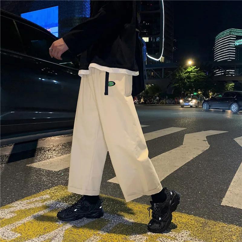 

Men's Fashion Casual Fashion Loose Youth Handsome Wide Leg Pants Street Trousers Khaki Pants