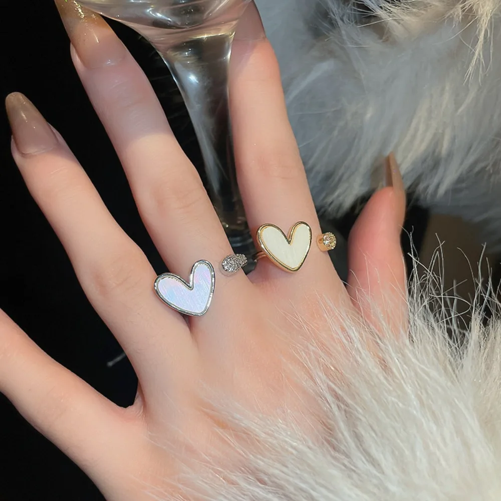 Золотые серебряные медные открытые кольца в форме сердца регулируемые