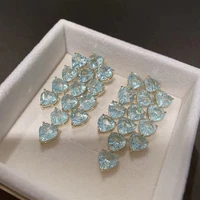high quality earrings rhinestone heart tassel drop earrings for women crystal simple wedding earring girl jewelry party gift