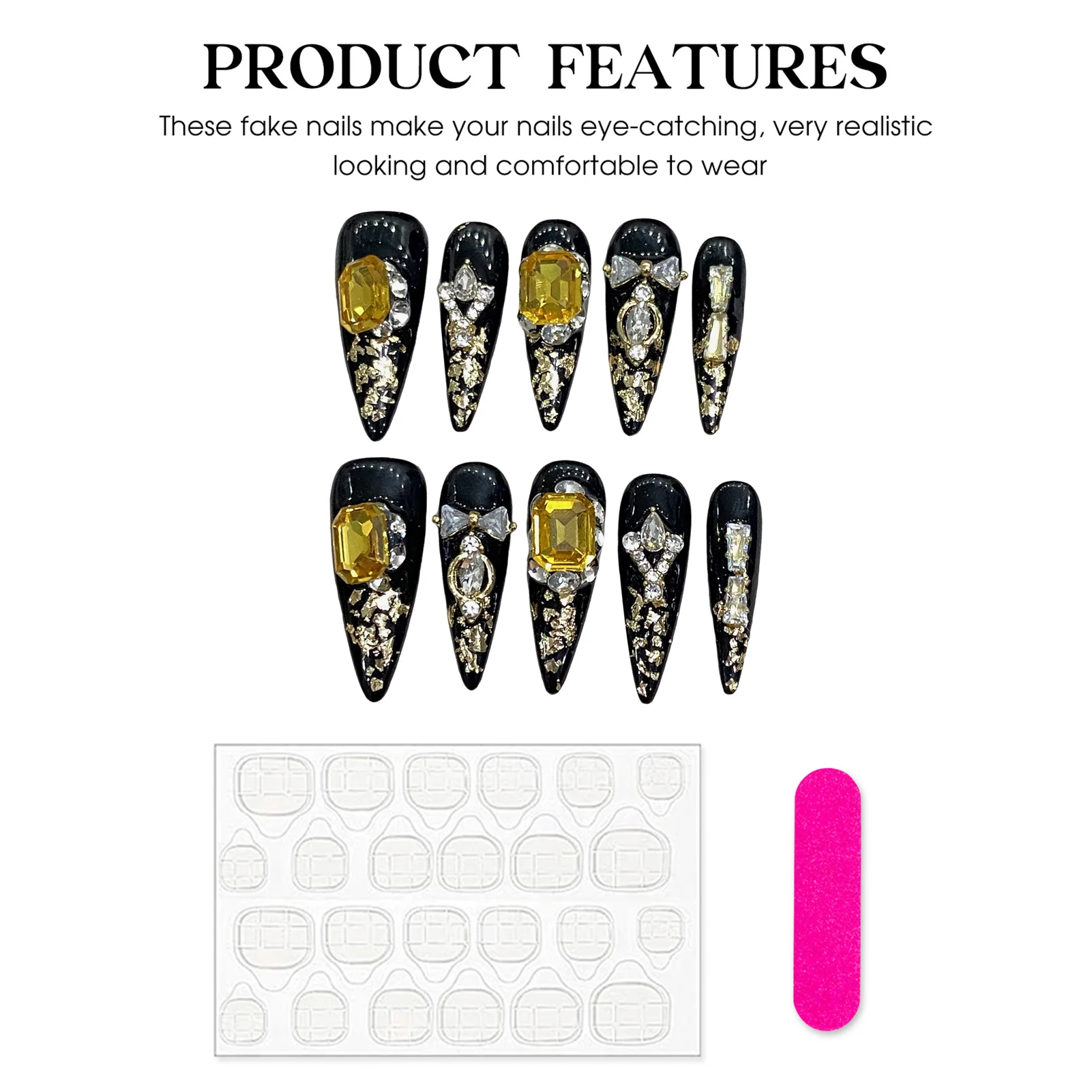 10 шт. накладные ногти на шпильке с блестками