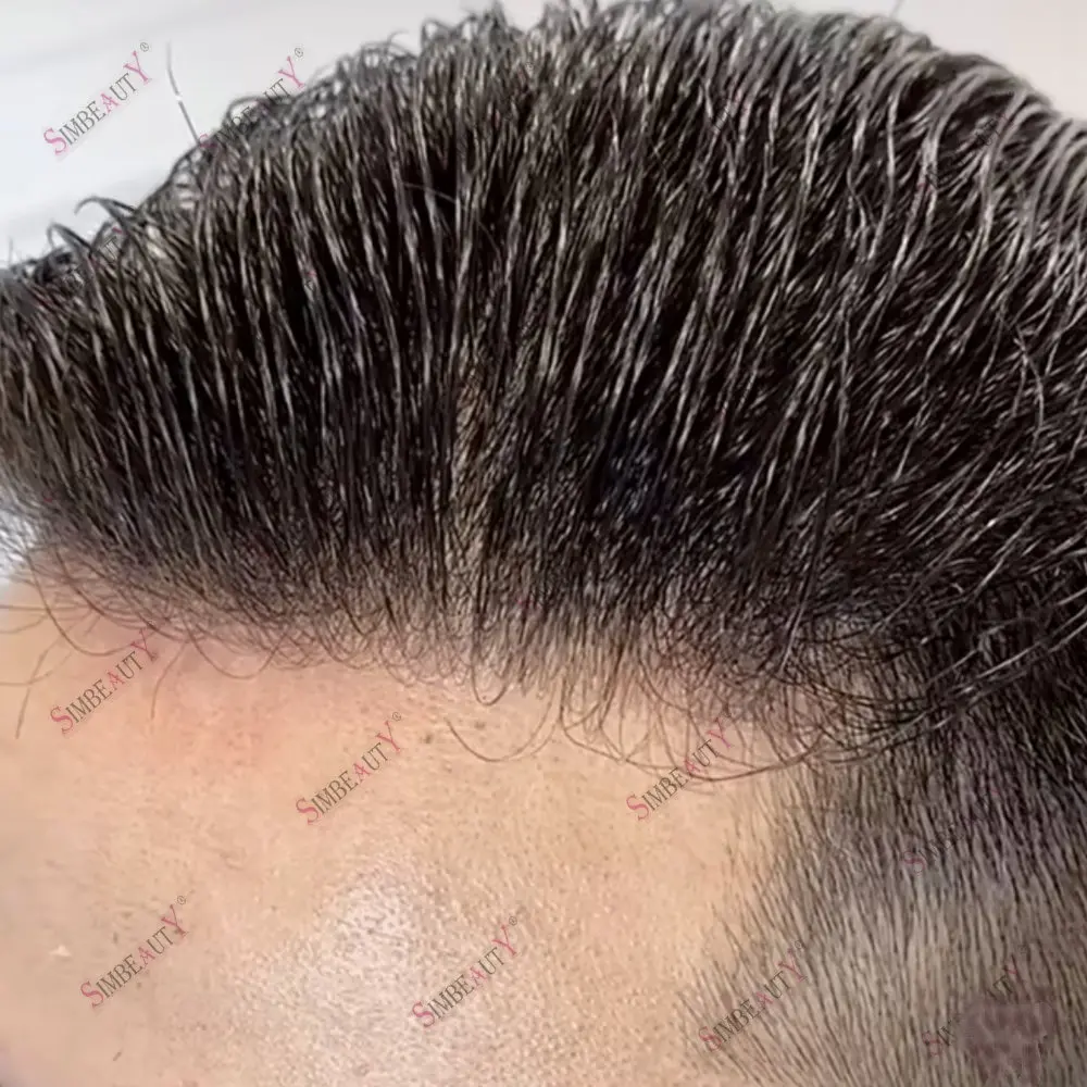 90% плотность супер тонкая кожа невидимая основа мужской парик человеческие