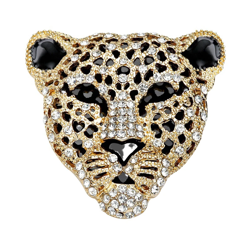 

Vintage Spotted Leopard Head Shape Brooch Crystal Rhinestone Animal Badge Brooch Suit Lapel Pin for Men And Women Trendy Jewelry