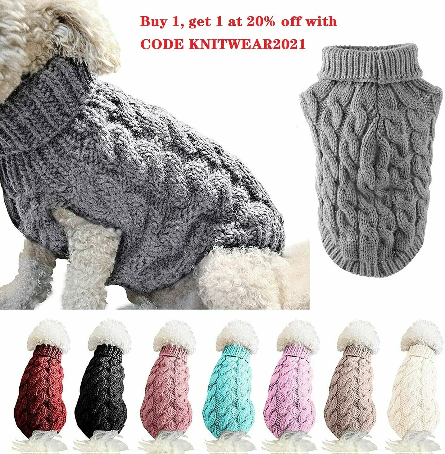 

Pet Dog Warm Jumper Knit Sweater Clothes Puppy Cat Knitwear Costume Coat Apparel