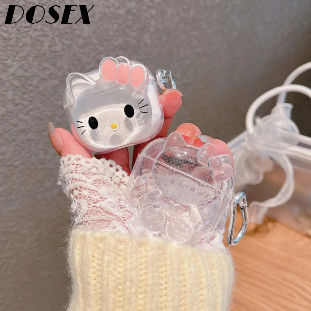 

Transparent Aesthetic Sanrio Hello Kitty New Airpods 3 2 Generation Pro Wireless Earphone Case Protective Cover Soft Female Girl