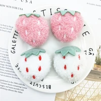 10pcslot plush cartoon strawberry padded appliqued for diy handmade kawaii children hair clip accessories hat shoes