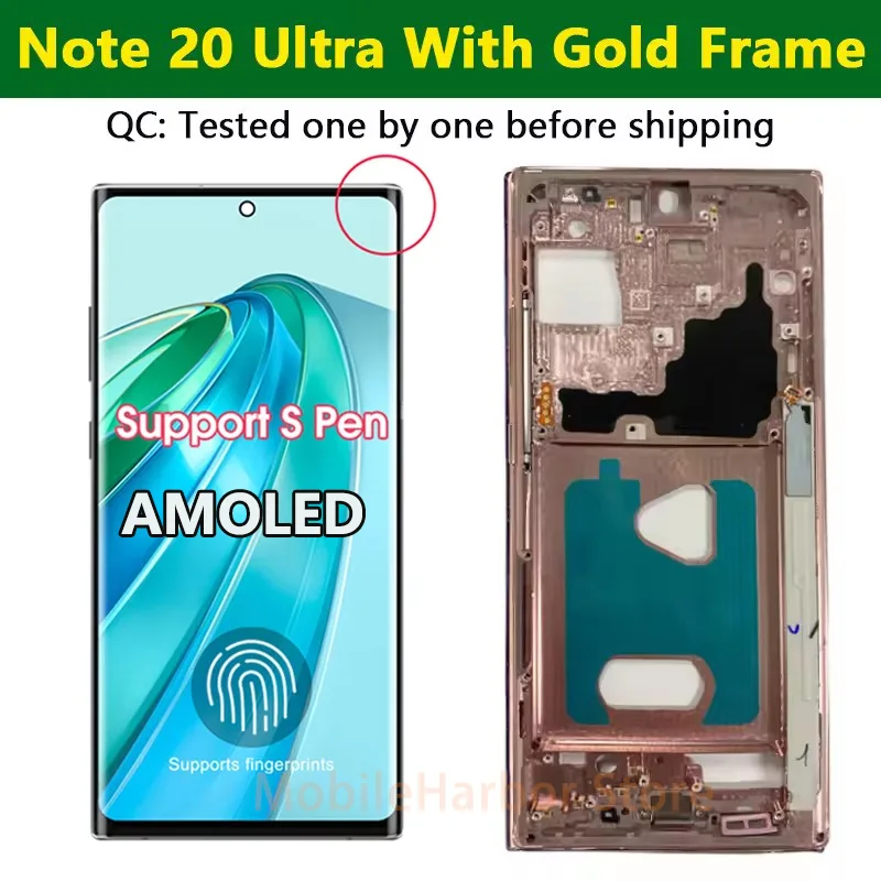 Фото AMOLED-экран в сборе для Samsung Galaxy Note20 Ultra 5G N985F N986B, ЖК-дисплей с сенсорным экраном и рамкой №3