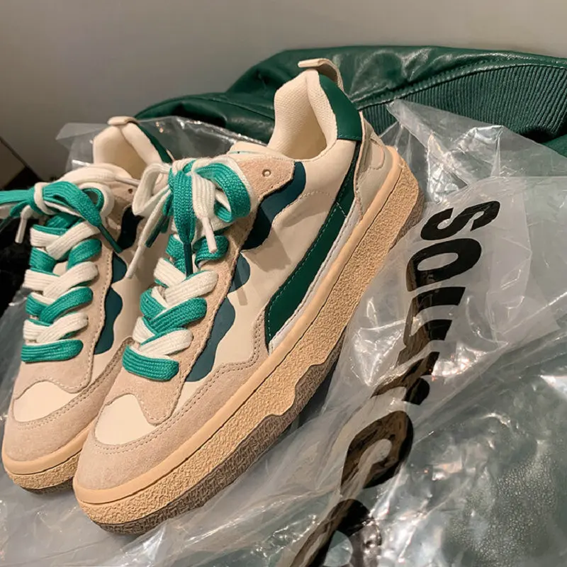 

Genuine Cow Suede Leather Lace-up Round Toe Women Sneakers Rubber Platform Sole Girls Flats Walking Shoes Oxfords Spring Autumn