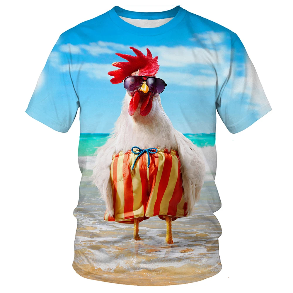 

Summer Tees Shirt Breathable Tops Oversized T-shirts 4XL Chicken Graphic T Shirts For Men Streetwear Leisure O-Neck Short Sleeve