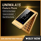 UNIWA A15 2G GSM функция телефона 2,03,0 дюймов двойной экран флип-телефон большая кнопка сотовые телефоны Две sim-карты двойной режим ожидания для старших