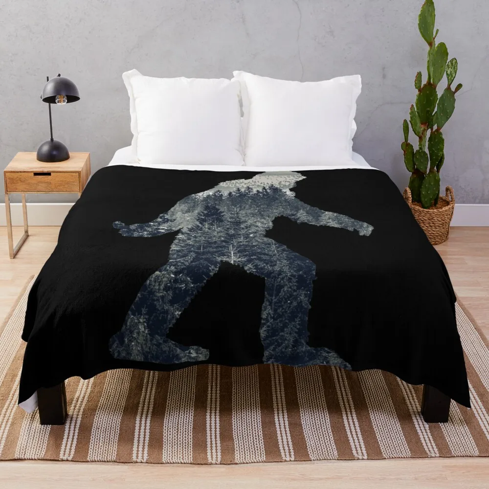 

Um sasquatch silhueta sem norte lance desenhador de luxo cobertores rainha tamanho kawaii cobertores bonito