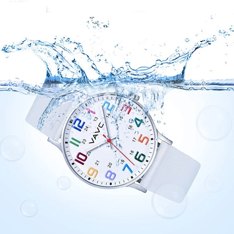 Часы женские кварцевые многоцветные с большим циферблатом и силиконовым