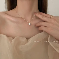 stainless steel jewelry necklace ladies pendant necklace korean fashion geometric imitation shells wild simple clavicle chain
